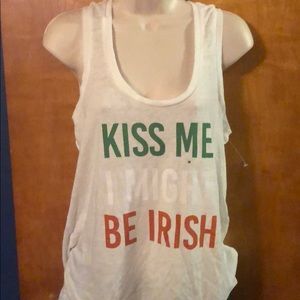 NWT Express St. Patrick’s Day Tank Top, White Medi